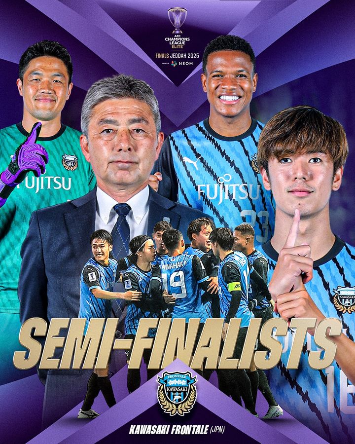 [서울=뉴시스] 일본 프로축구 J1리그 가와사키 프론탈레, 2024~2025시즌 아시아축구연맹(AFC) 챔피언스리그 엘리트(ACLE) 준결승 진출. (사진=AFC SNS 캡처) *재판매 및 DB 금지