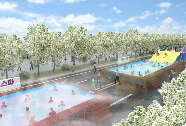 [대전=뉴시스] 대전 유성온천문화축제 야외 온천수 수영장. *재판매 및 DB 금지