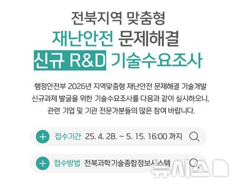 [전주=뉴시스] 전북TP, 2026년도 신규 R&D 기술수요조사 수요조사 카드 뉴스레터. *재판매 및 DB 금지