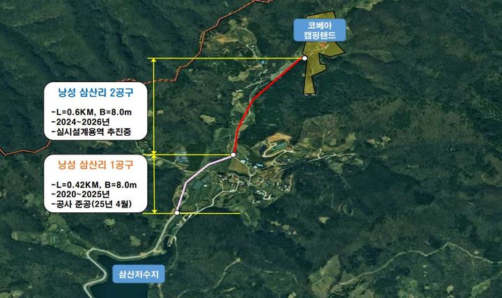 청주시, 코베아 캠핑랜드 진입도로 일부 개통