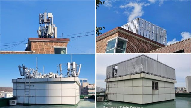  [서울=뉴시스] 정부가 이동통신 기지국(무선국) 환경 정비에 나선다. 건물 옥상에 난립해 있는 기지국은 불안해 보일 뿐 아니라 미관상 좋지 않아 개선하기로 했다. (사진=과기정통부 제공) *재판매 및 DB 금지