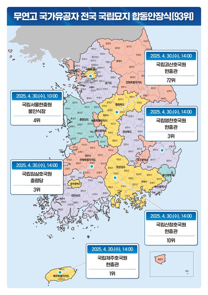 [서울=뉴시스] 무연고 국가유공자 93위 국립묘지 안장 계획. (사진=국가보훈부 제공) 2025.04.29. photo@newsis.com *재판매 및 DB 금지