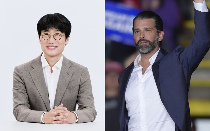 [서울=뉴시스] 이해진 네이버 창업자(왼쪽)와 도널드 트럼프 주니어 (사진=네이버, AP) *재판매 및 DB 금지