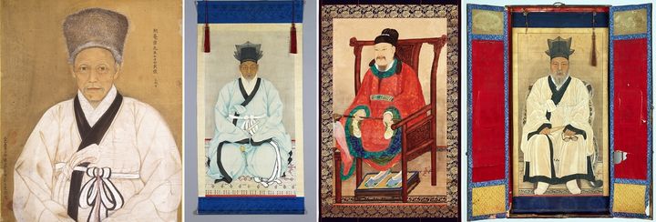 [정읍=뉴시스] 정읍시립박물관에서 오는 8월3일까지 열리는 '석지 채용신 테마전'에 전시되는 채용신 선생의 초상작품들. 왼쪽부터 최익현초상(보물)과 박만환초상, 최치원초상, 이세헌초상. *재판매 및 DB 금지