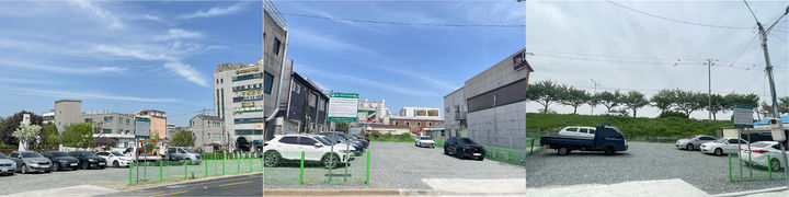 [밀양=뉴시스] 사진 왼쪽부터 내일동(내일동 516-5번지 일원) 공한지주차장, 삼문동(삼문동 725-10번지)) 공한지주차장, 하남읍(하남읍 수산리 832-1번지 일원) 공한지주차장 전경. (사진=밀양시 제공) 2025.04.30. photo@newsis.com *재판매 및 DB 금지