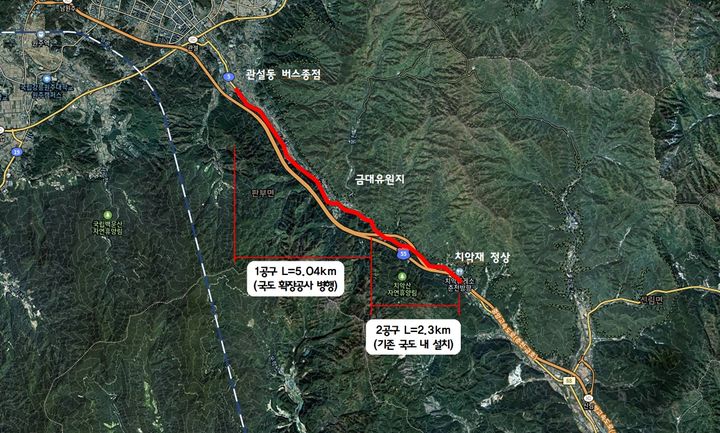 판부~신림 상수관로 설치공사 구간. *재판매 및 DB 금지