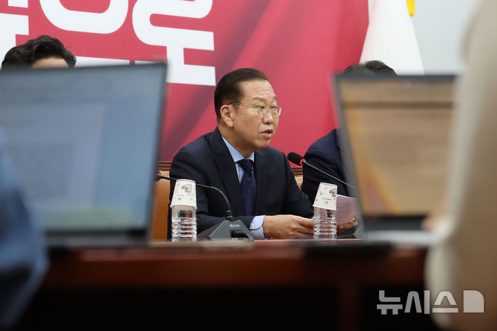 [서울=뉴시스] 권창회 기자 = 권영세 국민의힘 비상대책위원장이 1일 서울 여의도 국회에서 이재명 선거법 위반 대법원 파기환송 판결 관련 기자회견을 열고 발언하고 있다. 2025.05.01. kch0523@newsis.com