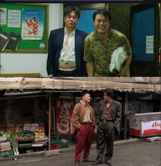 [서울=뉴시스] 영화 '올드보이'와 '파이란'에서 호흡을 맞춘 배우 지대한과 최민식. (사진=에그필름, 튜브픽쳐스) 2025.04.30. photo@newsis.com&nbsp; *재판매 및 DB 금지