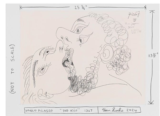 톰 삭스, 키스(The Kiss), 2024. 종이에 젯소, 합성 폴리머, 흑연. 55.9 x 76.2 cm (22 x 30 in) *재판매 및 DB 금지