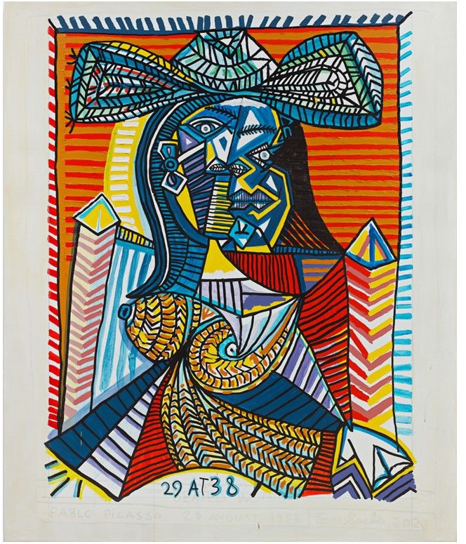 톰 삭스, 앉은 여인 (Seated Woman), 2025. 캔버스에 합성 폴리머, 잉크. 182.9 x 152.4 cm (72 x 60 in). 사진=타데우스 로팍 제공 *재판매 및 DB 금지