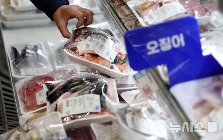 [서울=뉴시스] 추상철 기자 = 식품의약품안전처와 해양수산부는 17개 지방자치단체와 함께 오는 26일부터 4개월 간 이번 점검을 실시할 계획이라고 25일 밝혔다. 지난 2일 오후 서울 시내 한 대형마트에서 시민이 수산물을 고르고 있다. 2025.05.02. scchoo@newsis.com