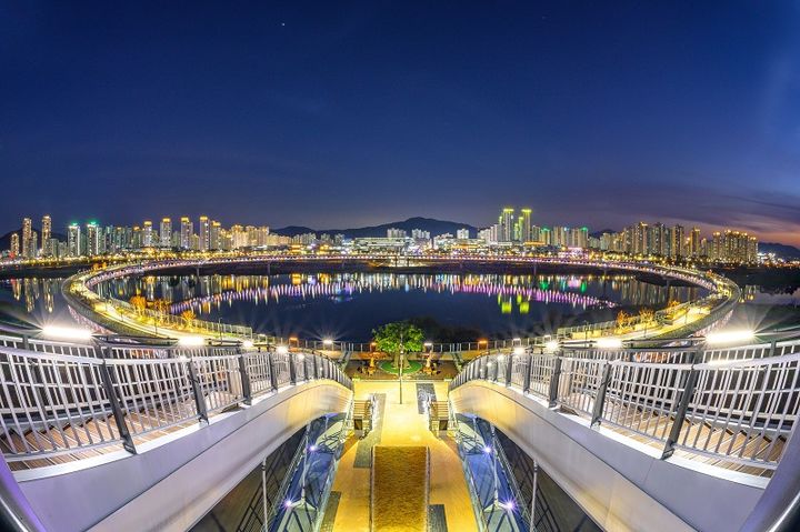 [세종=뉴시스] 이응다리 야경 전경. (사진=세종시 제공).photo@newsis.com *재판매 및 DB 금지