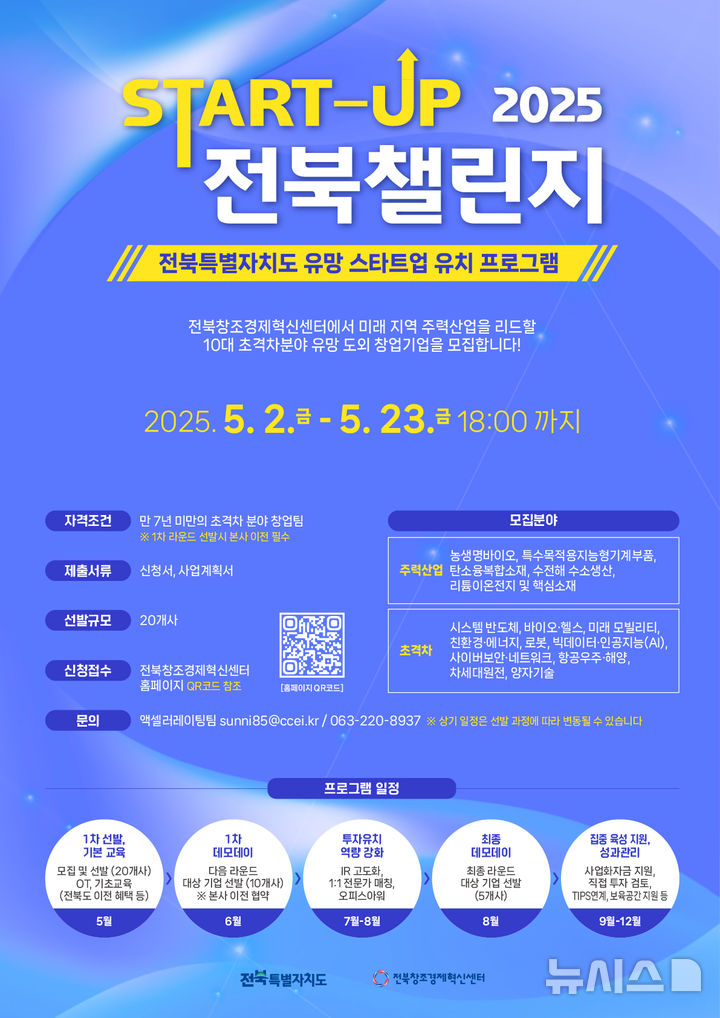 [전주=뉴시스] 전북창조센터, 2025년 스타트업 전북 챌린지 참여기업 모집 포스터. *재판매 및 DB 금지