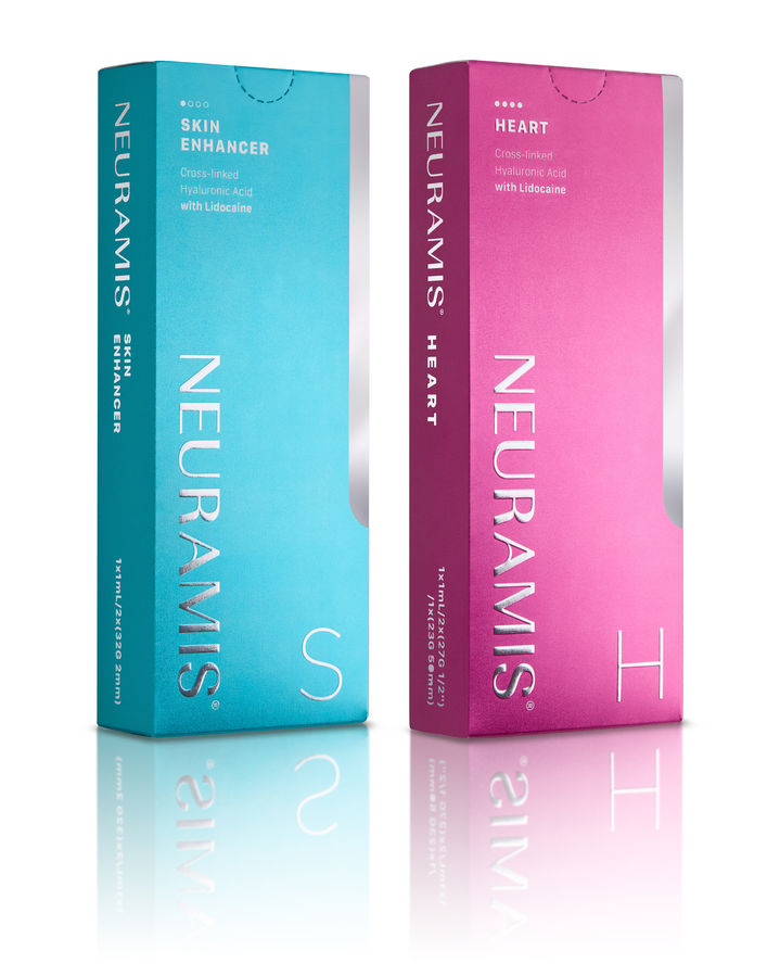 [서울=뉴시스] 뉴라미스 신규 2종. 뉴라미스 스킨 인핸서(왼쪽), 뉴라미스 하트(오른쪽). (사진=메디톡스 제공) 2025.05.07. photo@newsis.com *재판매 및 DB 금지