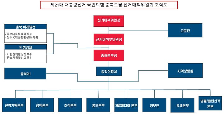 제21대 대통령선거 국민의힘 충북도당 선거대책위원회 조직도. (사진=국민의힘 충북도당 제공) *재판매 및 DB 금지