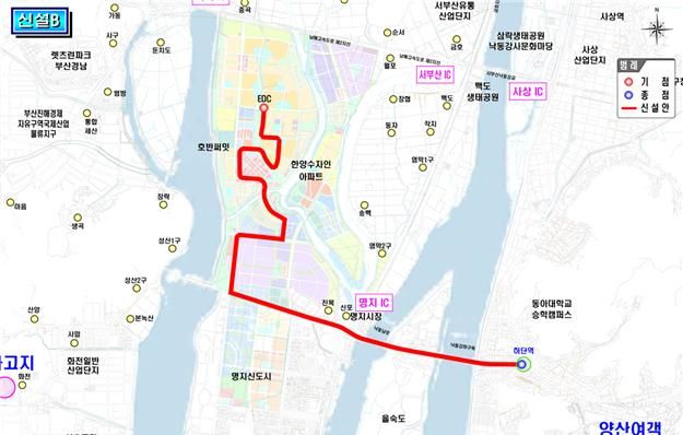 [부산=뉴시스] 부산 강서구 에코델타시티에 투입될 한정면허버스 노선도. (사진=강서구청 제공) 2025.05.08. photo@newsis.com *재판매 및 DB 금지