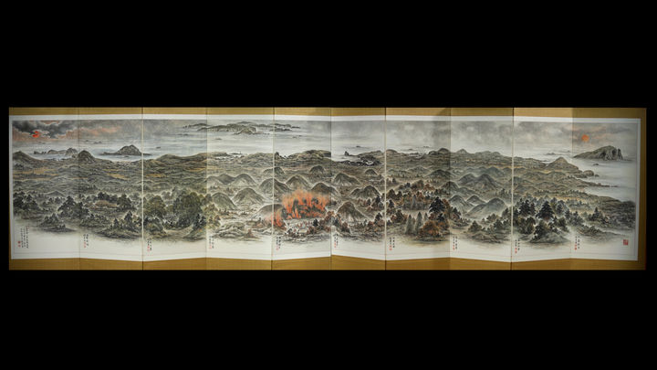 [제주=뉴시스] 양창보 作 '북군십경 10폭 병풍'. (사진=한국미술협회제주도회 제공) *재판매 및 DB 금지