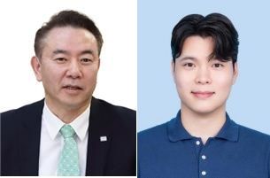 [서울=뉴시스] 제20회 입양의날에 대통령 표창을 받은 유재훈(왼쪽) 예금보험공사 사장과 김세진 (주)스마일게이트홀딩스 주임 (사진=보건복지부 제공) 2025.05.09. photo@newsis.com *재판매 및 DB 금지