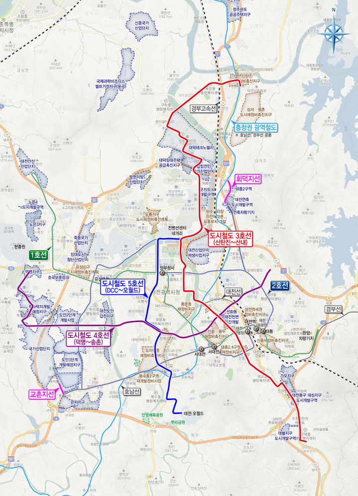 [대전=뉴시스]대전 도시철도 3·4·5호선 등 대전 도시철도망. 2025. 05. 09 photo@newsis.com&nbsp; *재판매 및 DB 금지
