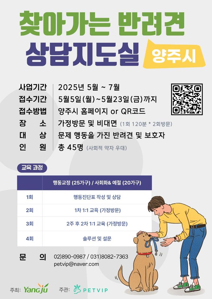시, '찾아가는 반려견 상담 지도실' 운영…참여자 모집 등[양주소식]