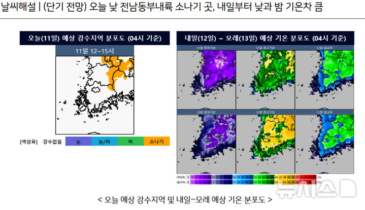 [광주=뉴시스] 광주·전남 기상도. (사진=기상청 홈페이지 갈무리). photo@newsis.com *재판매 및 DB 금지