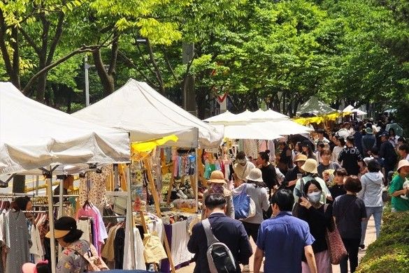 [부산=뉴시스] 부산 북구 화명 장미마을에서 화명장미공원맛길 문화축제가 진행되고 있다. (사진=부산시 제공) 2025.05.12. photo@newsis.com *재판매 및 DB 금지