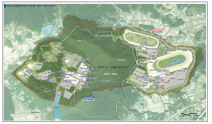 전북 순창군과 전남 담양군이 제시한 마사회 호남권 렛츠런파크 기본 구상도. (사진=순창군 제공) *재판매 및 DB 금지