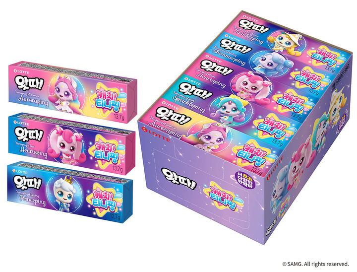 [서울=뉴시스] '왓따 & 캐치! 티니핑' 협업 패키지 이미지(사진=롯데웰푸드 제공) *재판매 및 DB 금지