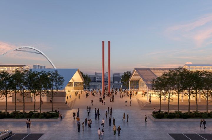 [부산=뉴시스] 부산시는 북항 제1부두에 조성될 '글로벌 창업허브 부산'의 밑그림이 될 국제설계공모 건축팀을 13일 선정했다. 설계공모에 선정된 OBR(Open Building Research), 강부존건축사사무소로 구성된 건축팀이 제시한 조감도. (사진=부산시 제공) 2025.05.13. photo@newsis.com *재판매 및 DB 금지