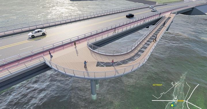 [제주=뉴시스] 제주 서귀포시 성산포항 진입로 확장공사 구간 해상 인도교 조감도. (사진=제주도 제공) 2025.05.13. photo@newsis.com *재판매 및 DB 금지