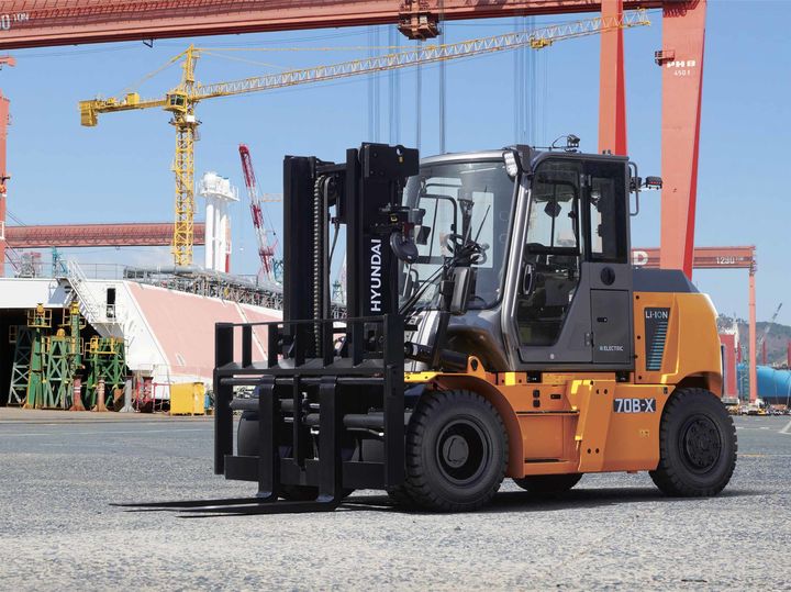 [서울=뉴시스] HD현대사이트솔루션은 오는 6월 중대형 전동 지게차를 출시한다.(사진제공=HD현대사이트솔루션) 2025.05.13. photo@newsis.com *재판매 및 DB 금지