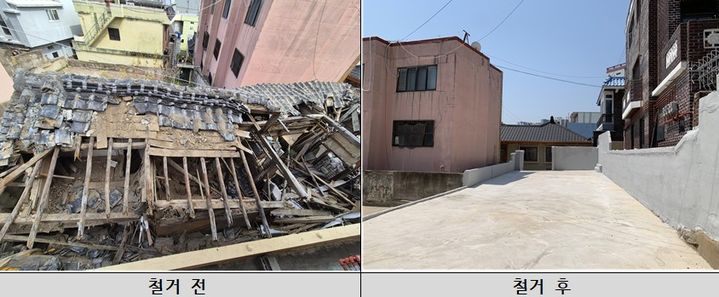 [부산=뉴시스] 부산 동구는 관내 10년 이상 방치돼 안전사고 위험이 컸던 빈집을 직권으로 철거했다. (사진=부산 동구 제공) 2025.05.13. photo@newsis.com *재판매 및 DB 금지