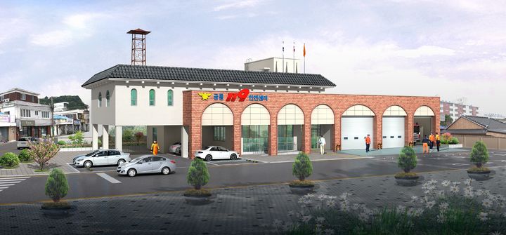 [전주=뉴시스] 전북특별자치도소방본부는 도내의 노후된 소방청사 17곳에 대한 환경 개선 사업을 본격 시행 중이라고 13일 밝혔다. 사진은 올해 안으로 완공을 예정으로 공사 중인 군산 금동119안전센터의 조감도. (사진=전북도소방본부 제공) 2025.05.13. photo@newsis.com *재판매 및 DB 금지