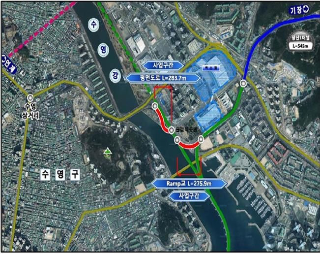 [부산=뉴시스] 올림픽동산삼거리-우동천교차로 구간 교통 통제 위치도(사진=부산시 제공) 2025.05.14. photo@newsis.com *재판매 및 DB 금지