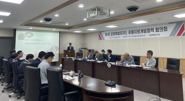 [춘천=뉴시스] 14일 강원특별자치도(도지사 김진태)는 도내 광업분야 연계사업 발굴과 유관기관 간 소통·협력 강화를 위해 ‘강원특별자치도 광물자원개발협력 협의체’를 구성하고, 지난 13일 첫 회의를 개최했다고 밝혔다. 강원특별자치도 제공.&nbsp; *재판매 및 DB 금지