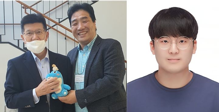 [진주=뉴시스]일본 고베대학교 마쓰야마 교수와 경상국립대학교 남상용 교수(왼쪽부터), 경상국립대 나노신소재융합공학과 박사과정 권현웅 씨.(사진=경상국립대 제공).2025.05.14.photo@newsis.com *재판매 및 DB 금지