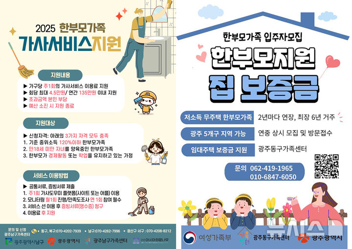 [광주=뉴시스] 광주시 한부모가족 가사서비스·주거 보증금 지원사업. (사진=광주시청 제공). photo@newsis.com *재판매 및 DB 금지