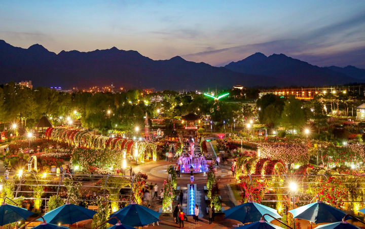 [곡성=뉴시스] 야간경관 조명 밝힌 곡성섬진강기차마을. (사진=곡성군청 제공). photo@newsis.com *재판매 및 DB 금지
