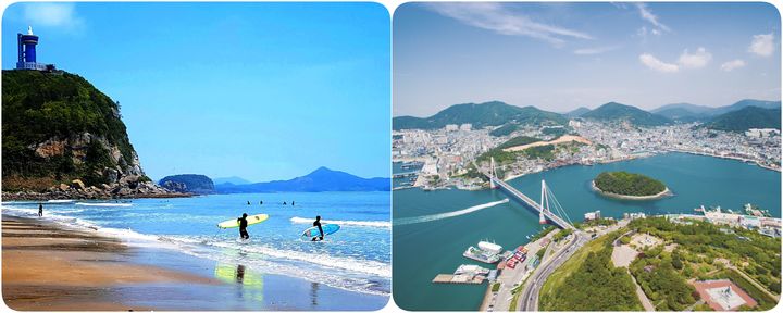 전남 고흥 서핑 명소와 여수 낭만바다. (사진=전남도 제공) *재판매 및 DB 금지