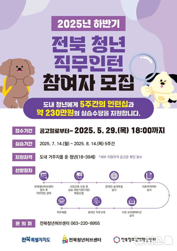 [전주=뉴시스] 전북자치도 2025 하반기 전북 청년 직무인턴 참여자 모집 포스터. *재판매 및 DB 금지