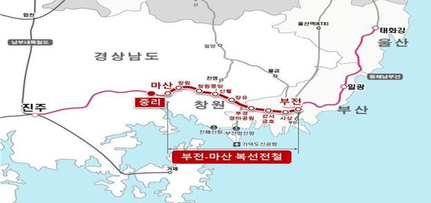 [창원=뉴시스] 강경국 기자 = 부전~마산 복선전철 노선도. (사진=창원시청 제공). 2025.05.15. photo@newsis.com *재판매 및 DB 금지