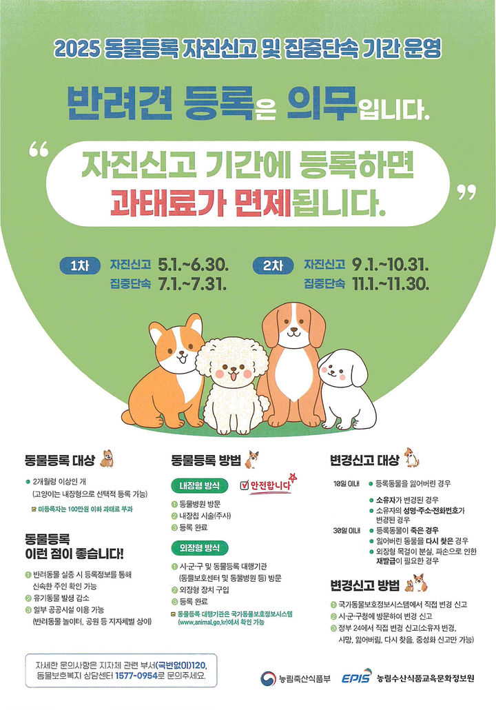 [부산=뉴시스] 동물 등록 자진 신고 기간. (사진=부산 해운대구 제공) 2025.05.15. photo@newsis.com *재판매 및 DB 금지