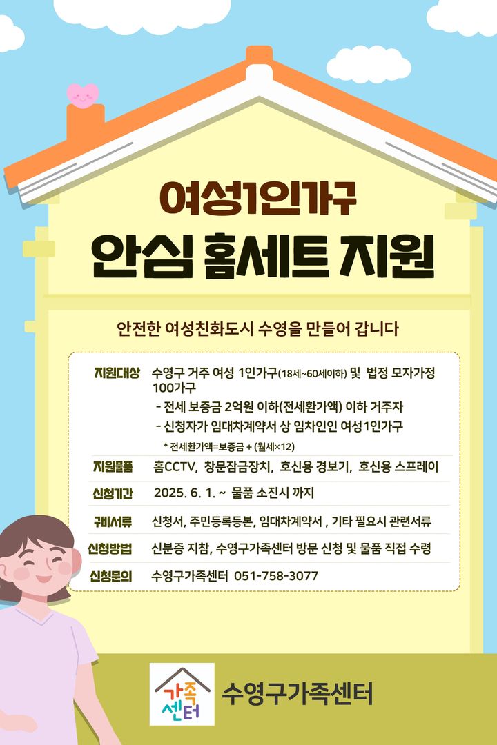 [부산=뉴시스] 여성 1인가구 안심 홈세트 지원. (사진=부산 수영구 제공) 2025.05.15. photo@newsis.com *재판매 및 DB 금지