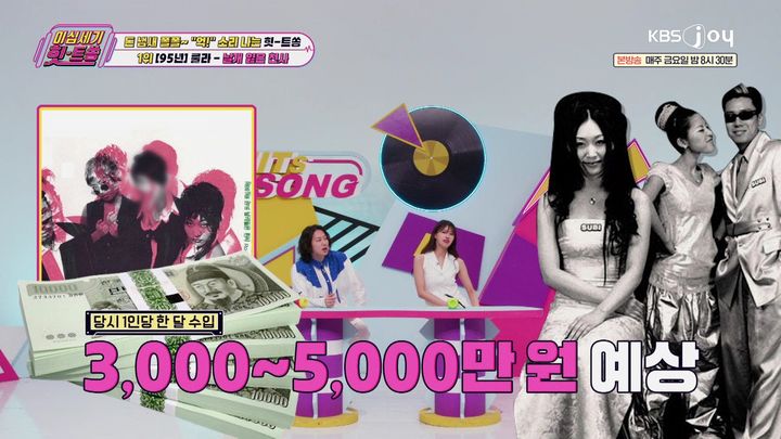 [서울=뉴시스] 지난 16일 방송된 KBS Joy '이십세기 힛-트쏭' 에서는 '돈 냄새 폴폴~ "억!" 소리 나는 힛-트쏭'이라는 주제로, 수익이 어마어마한 메가 히트곡들을 소개했다. (사진=KBS Joy '이십세기 힛-트쏭' 제공) 2025.05.17. photo@newsis.com *재판매 및 DB 금지