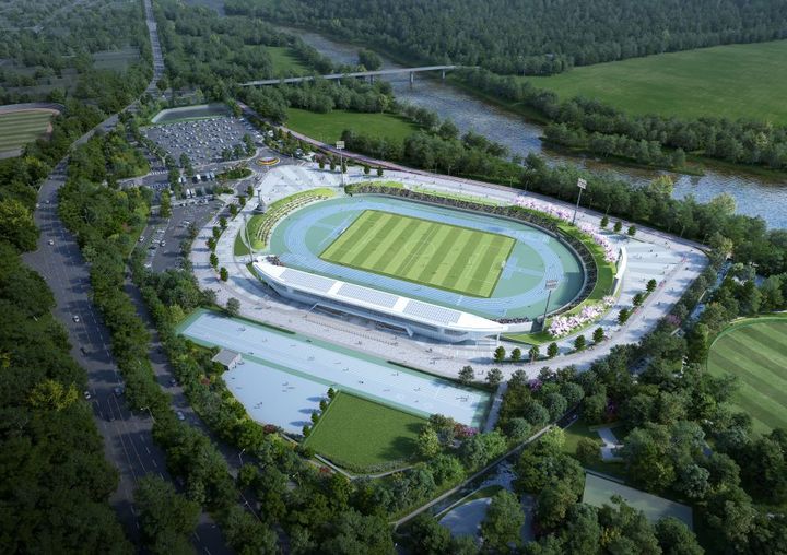 [인제=뉴시스] 19일 인제군(군수 최상기)은 국도비 등 총사업비 490억 원을 투입해 인제읍 남북리 일원에 들어서는 인제 종합운동장이 이날 현재 기준 공정률 34%를 보인 가운데 공사가 순조롭게 진행되고 있다 고 밝혔다. 인제군 제공. *재판매 및 DB 금지