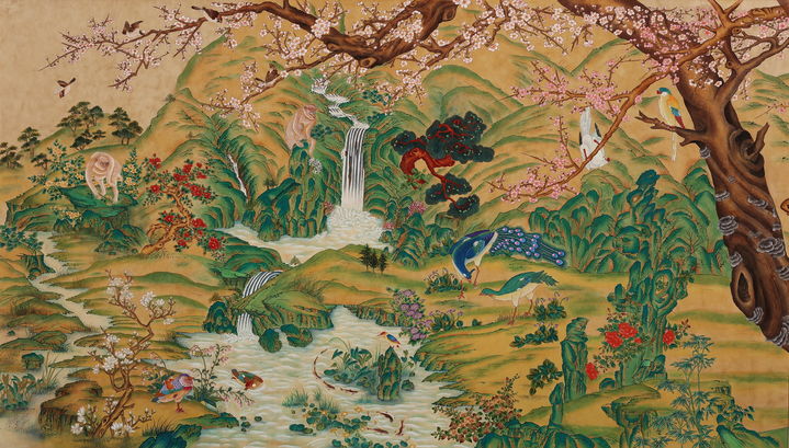 [전주=뉴시스] 제57회 전북특별자치도 미술대전 민화 부분 대상 작품인 윤문순 작가의 화조영묘도. (사진=전북미술협회 제공) 2025.05.19. photo@newsis.com *재판매 및 DB 금지