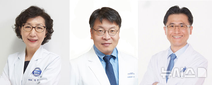 [성남=뉴시스] (사진 왼쪽부터) 분당 차병원 병리과 안희정 교수·부인암센터 박현 교수·혈액종양내과 문용화 교수 (사진=분당차병원 제공) 2025.05.20.photo@newsis.com