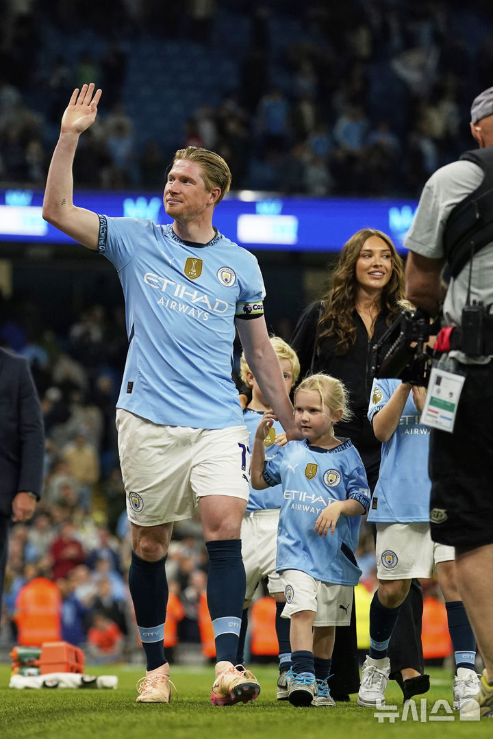 [맨체스터=AP/뉴시스] 잉글랜드 프로축구 프리미어리그(EPL) 맨체스터 시티의 케빈 더브라위너. 2025. 5. 20.