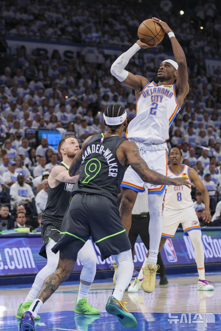 [오클라호마시티=AP/뉴시스] 미국프로농구(NBA) 오클라호마시티 선더의 셰이 길저스알렉산더. 2025. 5. 20.
