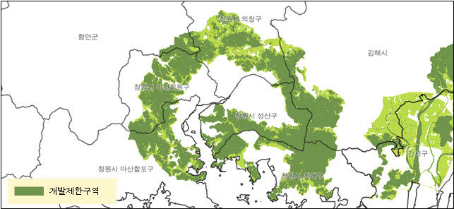 [창원=뉴시스] 강경국 기자 = 경남 창원권역 그린벨트 현황. (사진=창원시청 제공). 2025.05.21. photo@newsis.com *재판매 및 DB 금지